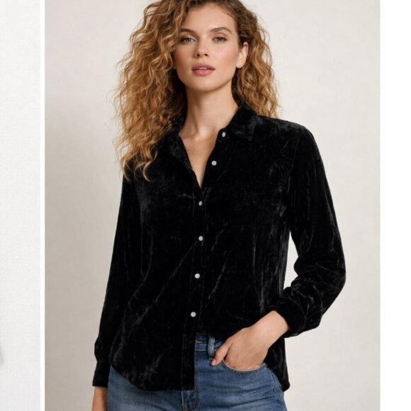 Talbots Tops - 2/$20 Talbots Petite Velvet Black Button Down Shirt Small